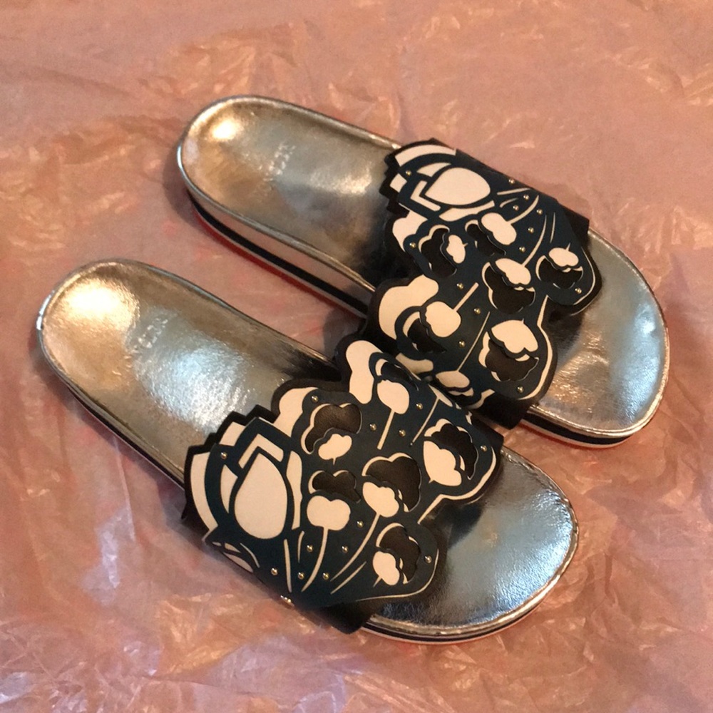 Moncler Women Turquoise Silver Slide Sandal 37
